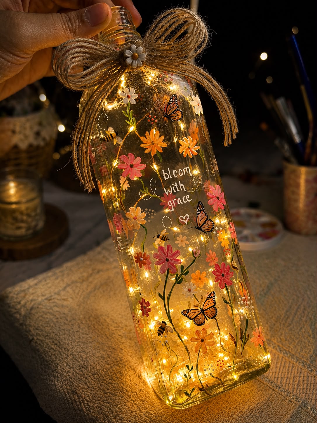 Floral Fairy Light Bottle